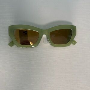 Anthropologie Olive Green Rectangular Sunglasses with Brown mirror Lenses